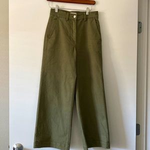 EVERLANE Green wide leg crop jeans